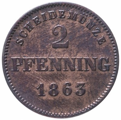 купить Германия, Бавария 2 пфеннига 1863
