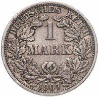 купить Германия 1 марка (mark) 1907 F знак монетного двора: "F" - Штутгарт