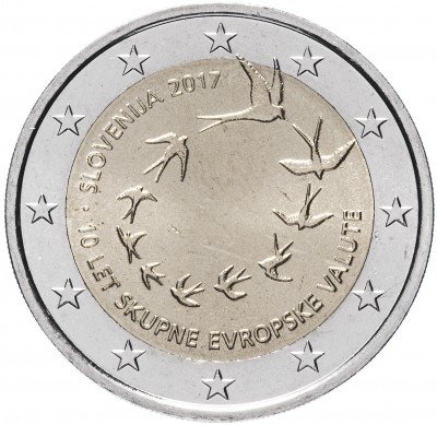 купить Словения 2 евро 2017 "10 лет обращения евро в Словении"