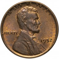 Купить США 1 цент 1952 без обозначения монетного двора