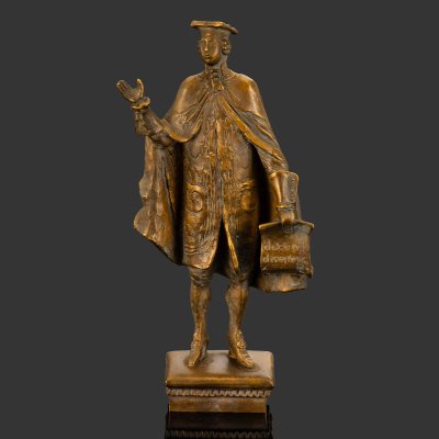 купить Скульптура "Ученый" с латинской пословицей "Docendo discimus" ("Обучая — мы учимся"), бронза, Западная Европа, 1950-1980 гг.