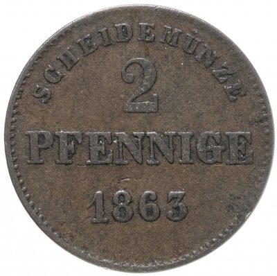 купить Германия, Герцогство Саксен-Мейнинген 2 пфеннига 1863