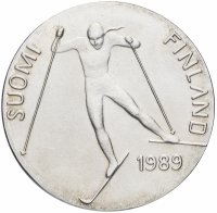 Купить Финляндия 100 марок 1989 "Чемпионат мира по лыжному спорту в Лахти"