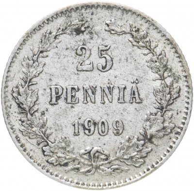 купить 25 пенни 1909 L, монета для Финляндии