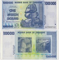 купить Зимбабве 1000000 долларов 2008 (Pick 77)
