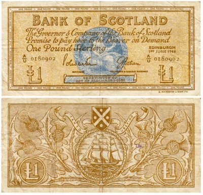 купить Шотландия 1 фунт 1966 (Pick 105a) Bank of Scotland