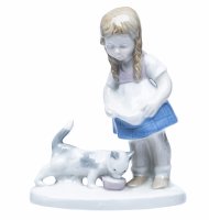Купить Статуэтка "Девочка с кошкой", фарфор, роспись, Германия, 1970-1990 гг.