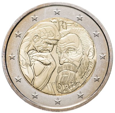 купить Франция 2 евро 2017 "100 лет со дня смерти Огюста Родена"