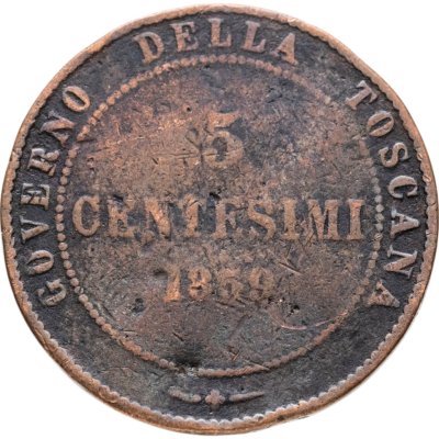 купить Тоскана 5 чентезимо 1859