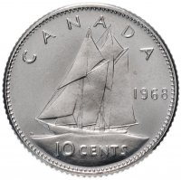 Купить Канада 10 центов (cents) 1968