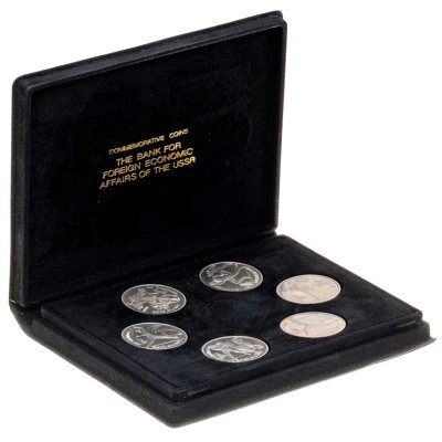 купить Набор из 6 монет 1 рубль 1991 Proof XXV Олимпийские игры 1992 года , Барселона (экспортный бархатный футляр)