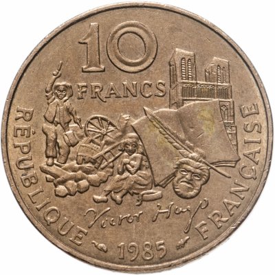 купить Франция 10 франков (francs) 1985 "100 лет со дня смерти Виктора Гюго"