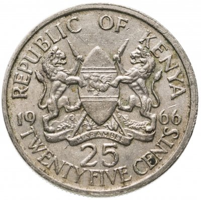 купить Кения 25 центов (cents) 1966