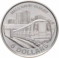 Купить Сингапур 5 долларов (dollars) 1989 Метрополитен Сингапура
