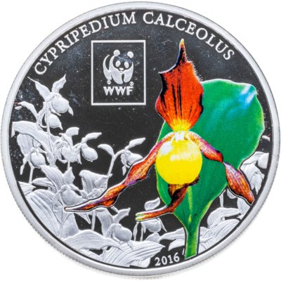 купить Танзания 100 шиллингов 2016 "Всемирный фонд дикой природы WWF - цветок венерин башмачок обыкновенный" в капсуле