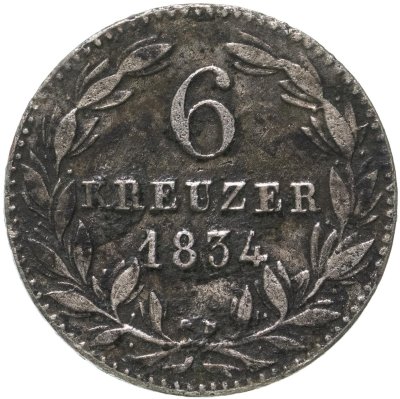 купить Германия, Нассау 6 крейцеров 1834