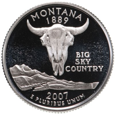 купить США 25 центов (квотер, 1/4 доллара, quarter dollar) 2007 S Proof Монтана (Montana)