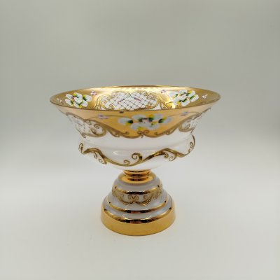 купить Ваза для фруктов(конфетница), стекло, лепка, смальта, золочение, Bohemia Crystal (Bohemia Glass), Чехия, 1980-2000 гг.
