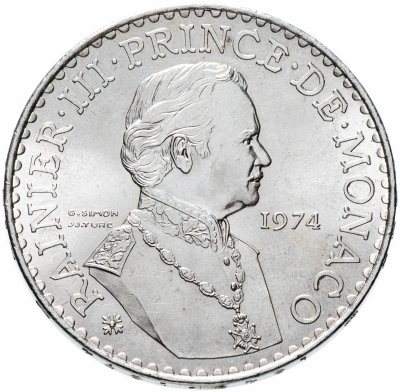 купить Монако 50 франков (francs) 1974 "25 лет правления Ренье III"