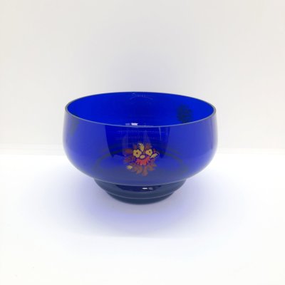 купить Вазочка (конфетница) синего цвета, стекло, деколь, СССР, 1970-1990 гг.