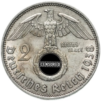 купить Германия, Третий рейх 2 рейхсмарки (reichsmark) 1938 знак монетного двора: "E" - Мульденхюттен