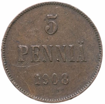 купить 5 пенни (pennia) 1908 Финляндия