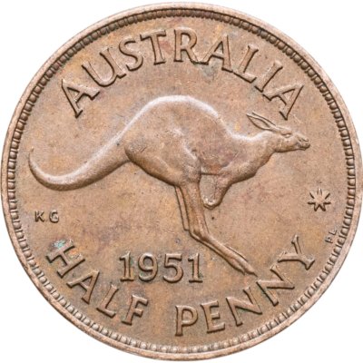купить Австралия 1/2 пенни (penny) 1951 Без точки