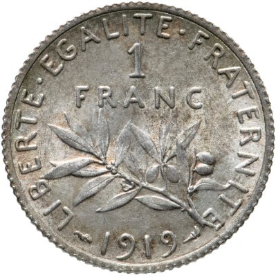купить Франция 1 франк (franc) 1919