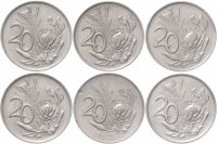 купить ЮАР набор из 6 монет 20 центов (cents) 1966-1981