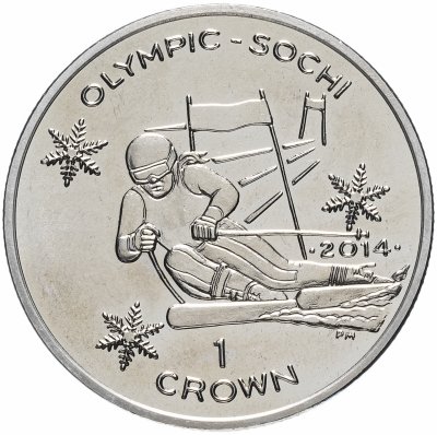 купить Остров Мэн 1 крона (crown) 2013 XXII зимние Олимпийские Игры, Сочи 2014 - Горнолыжный спорт