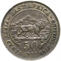 Купить Британская Восточная Африка 50 центов (cents) 1922