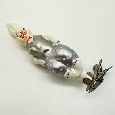 купить Елочная игрушка "Заяц" из набора "Доктор Айболит", стекло, металл, роспись, Завод стеклянных ёлочных украшений и оптических изделий, г. Москва, СССР, 1950-1960 гг.