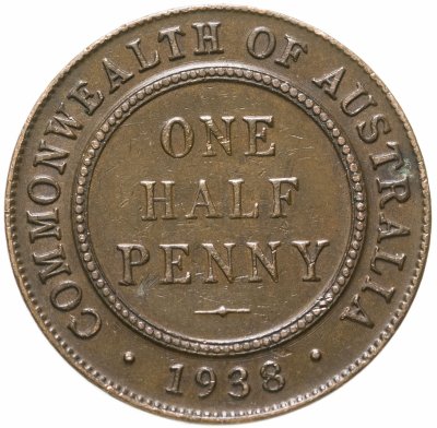 купить Австралия 1/2 пенни (penny) 1938