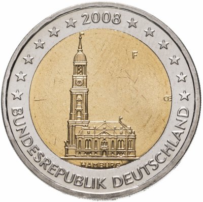 купить Германия 2 евро 2008, ошибка « старая карта» F "Федеральные земли Германии: Гамбург"