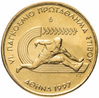 купить Греция 100 драхм (drachmai) 1997 "VI Международный Чемпионат в Афинах, Легкая атлетика"