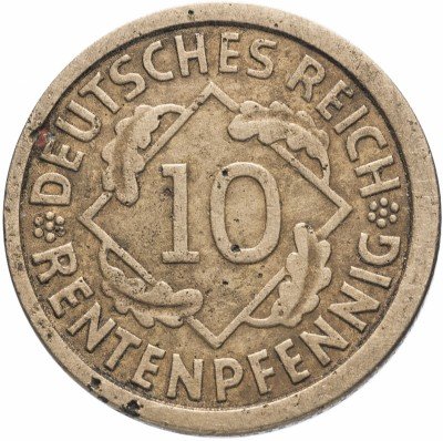 купить Германия 10 рентенпфеннигов 1924 (J) , Веймарская Республика.