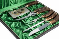 Купить Подарочный набор из 5 предметов, сталь, золочение, рог, фирма "Eichenlaub", г.Золинген, Германия, 1960-1970 гг.