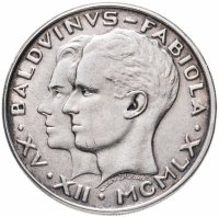 Купить Бельгия 50 франков (francs) 1960 Свадьба короля Бодуэна и доны Фабиолы де Мора и Арагон