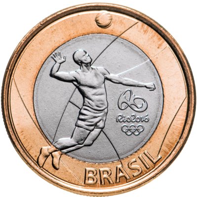 купить Бразилия 1 real (реал) 2015 "XXXI летние Олимпийские Игры, Рио-де-Жанейро 2016 volleyball (волейбол)"