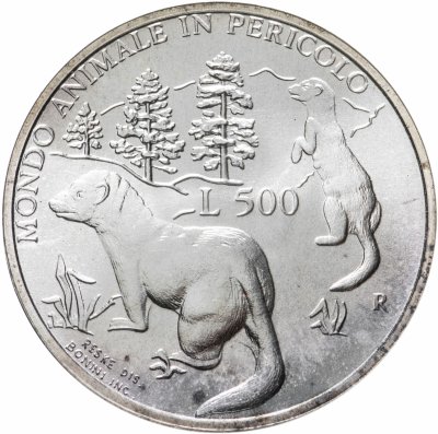 купить Сан-Марино 500 лир (lire) 1993 Лесные хорьки