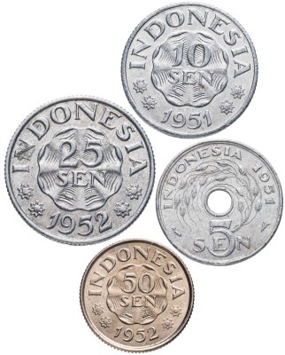 купить Индонезия набор монет для обращения 1951-1952 (4 штуки)