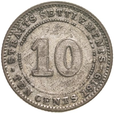купить Стрейтс Сетлментс 10 центов (cents) 1919