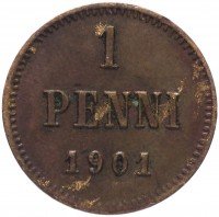 купить 1 пенни 1901, монета для Финляндии