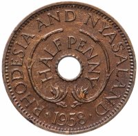 купить Родезия и Ньясаленд 1/2 пенни (penny) 1958