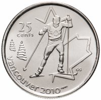 Купить Канада 25 центов (cents) 2009 "XXI зимние Олимпийские Игры, Ванкувер 2010 - Лыжные гонки"