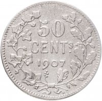 купить Бельгия 50 сантимов (centimes) 1907, Надпись на французском - 'DES BELGES'