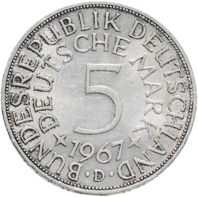купить Германия 5 марок (mark) 1967 D знак монетного двора: "D" - Мюнхен