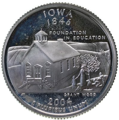 купить США 25 центов (квотер, 1/4 доллара, quarter dollar) 2004 Квотер штата Айова Серебро