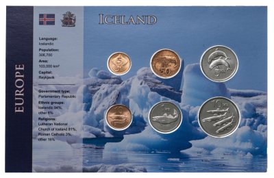 купить Исландия набор из 6 монет 1981-1999 в буклете с сертификатом