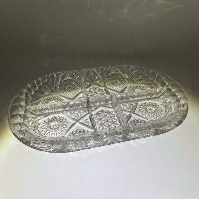 купить Большая менажница с рельефным декором, хрусталь, алмазная грань, СССР, 1970-1990 гг.
